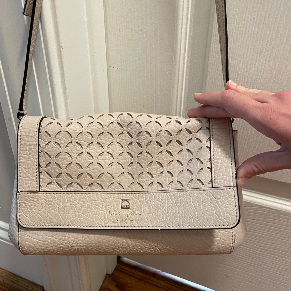 Kate Spade Beige Shoulder Bag with Cutout Design